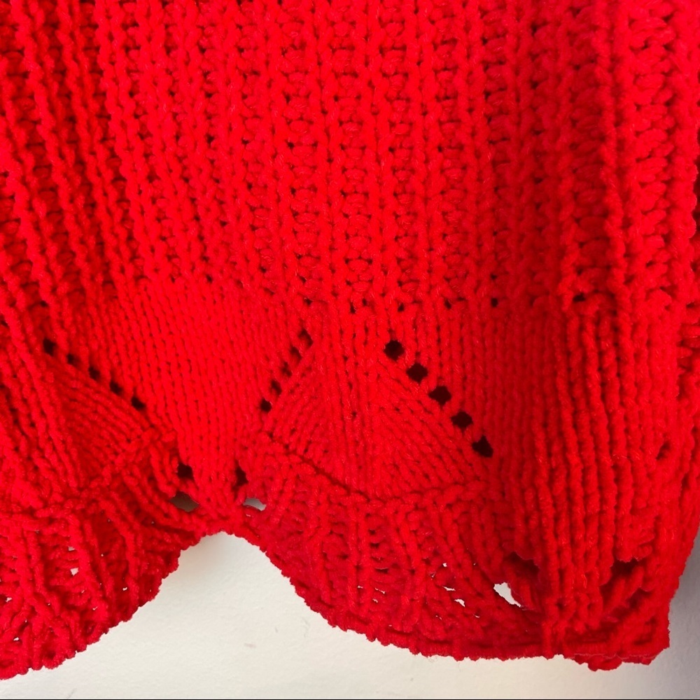 Alya Vibrant Red Knit Soft Cutout Sweater Size Medium - Picture 4 of 9